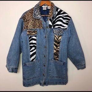 CeRvelle | Vintage Animal Print Jean Jacket
